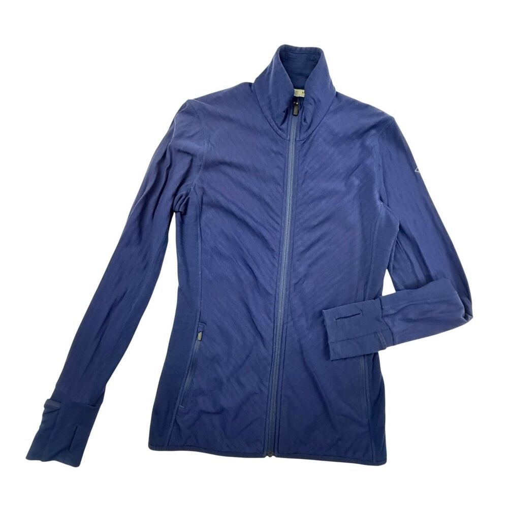 Icebreaker Descender Jacket Women Medium Blue Merino Wool Blend Gorpcore Outdoor
